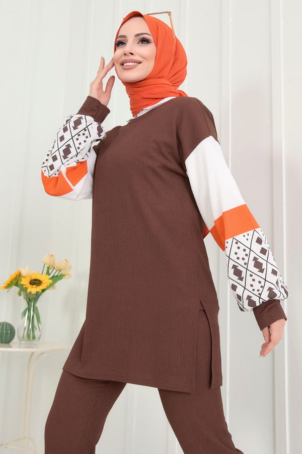 Tunik+Pantolon Kahverengi - 22267