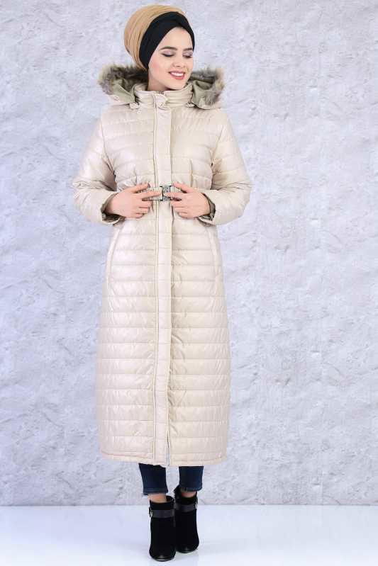 Uzun Şişme Mont - Bej 02 6339 Bej - 6339