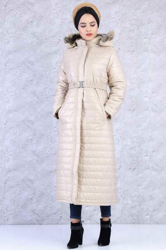 Uzun Şişme Mont - Bej 02 6339 Bej - 6339