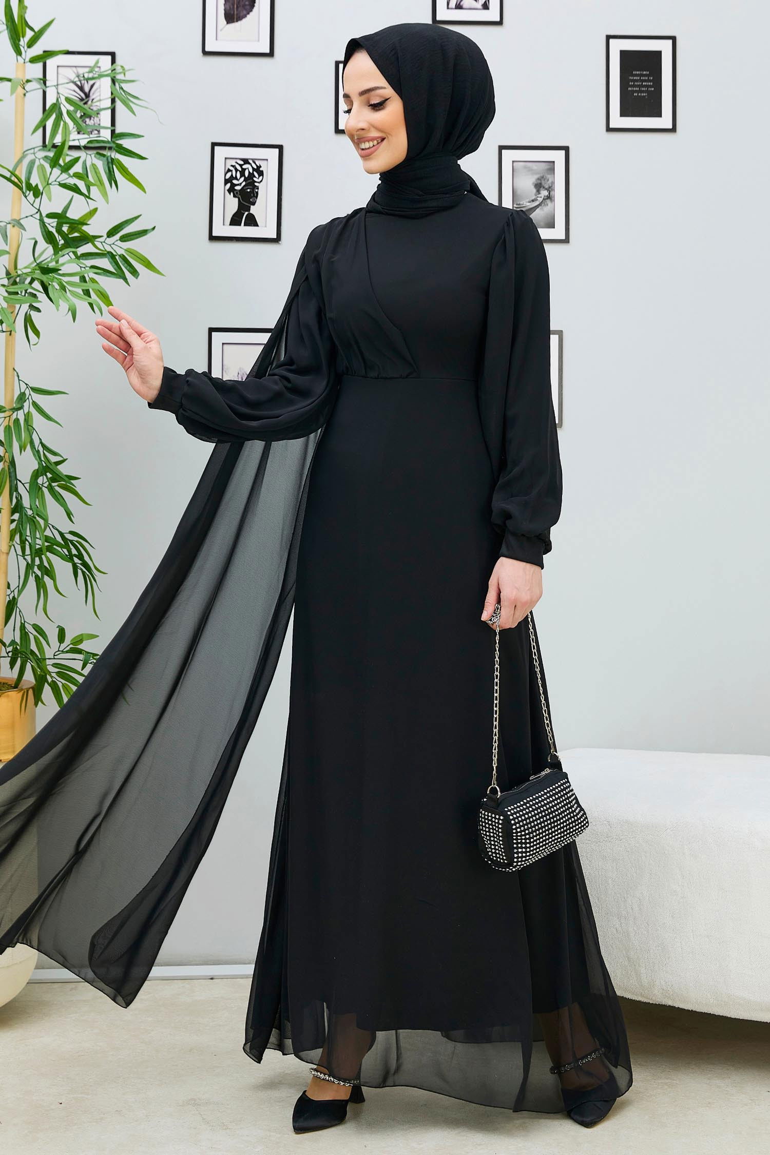 Abiye Elbise Siyah - 10558