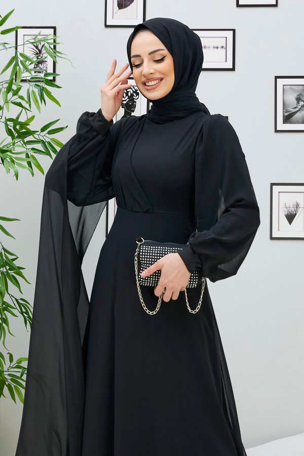 Abiye Elbise Siyah - 10558