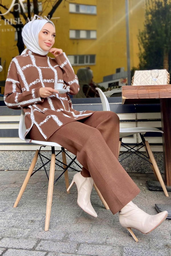 Triko Tunik Pantolon Kahverengi - 21831