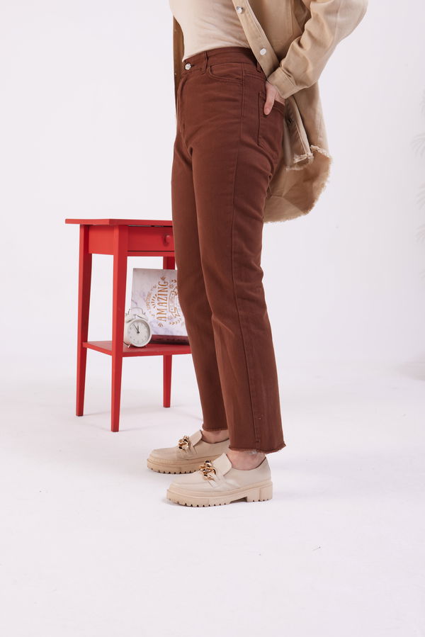 Gabardin Pantolon Kahverengi - 11396