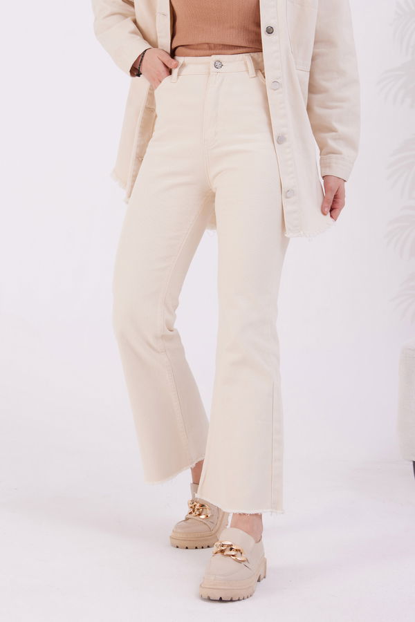 Gabardin Pantolon Ekru - 11396