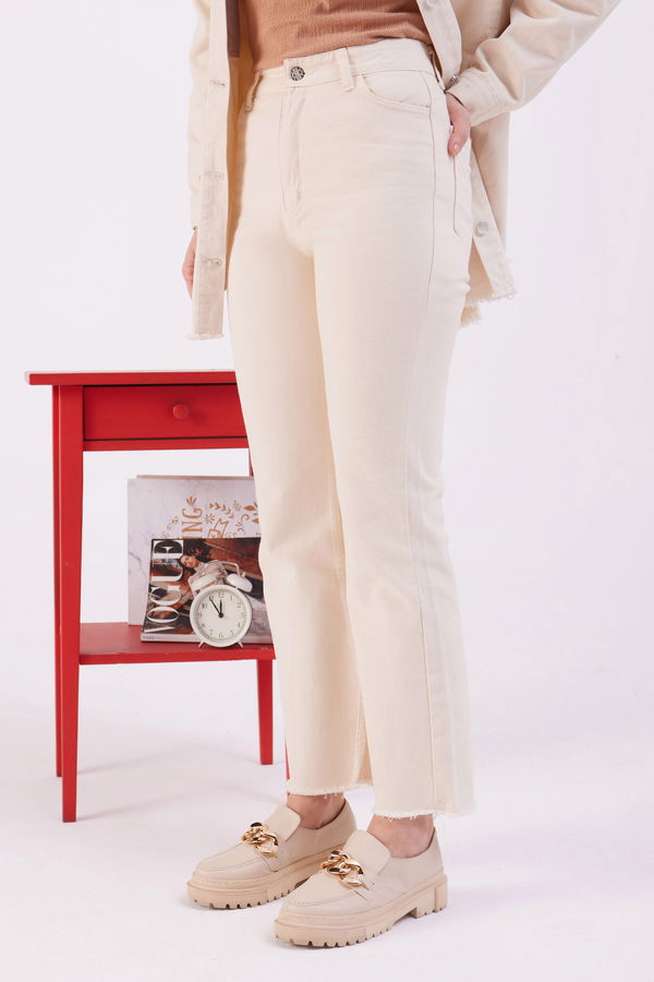 Gabardin Pantolon Ekru - 11396