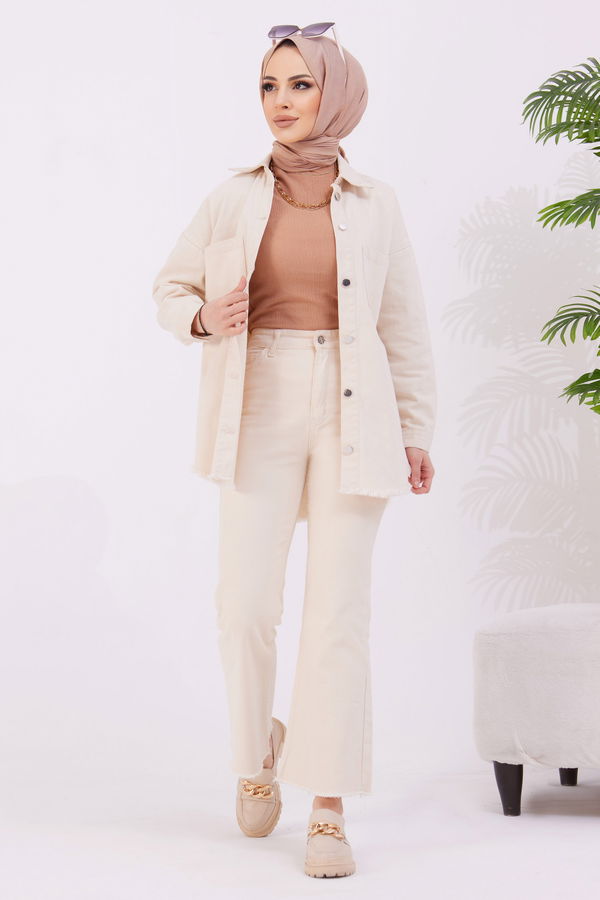 Gabardin Pantolon Ekru - 11396