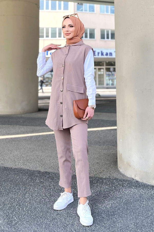 Yelek+Pantolon Vizon - 11490