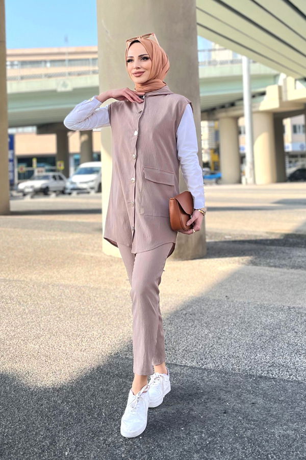 Yelek+Pantolon Vizon - 11490