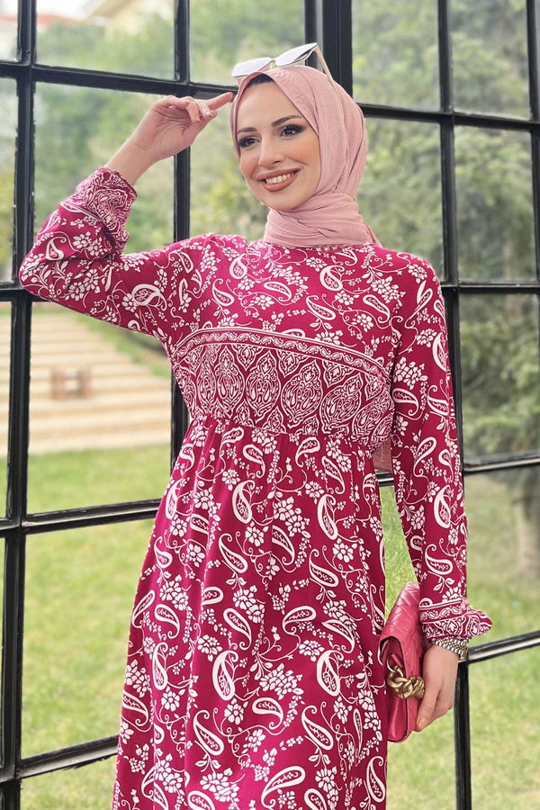 Elbise Fuşya - 11568