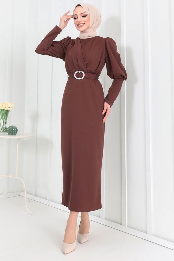 Elbise Kahverengi - 22179 KAHVERENGİ
