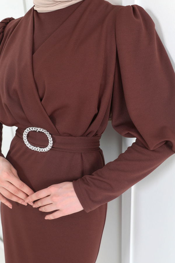 Elbise Kahverengi - 22179 KAHVERENGİ