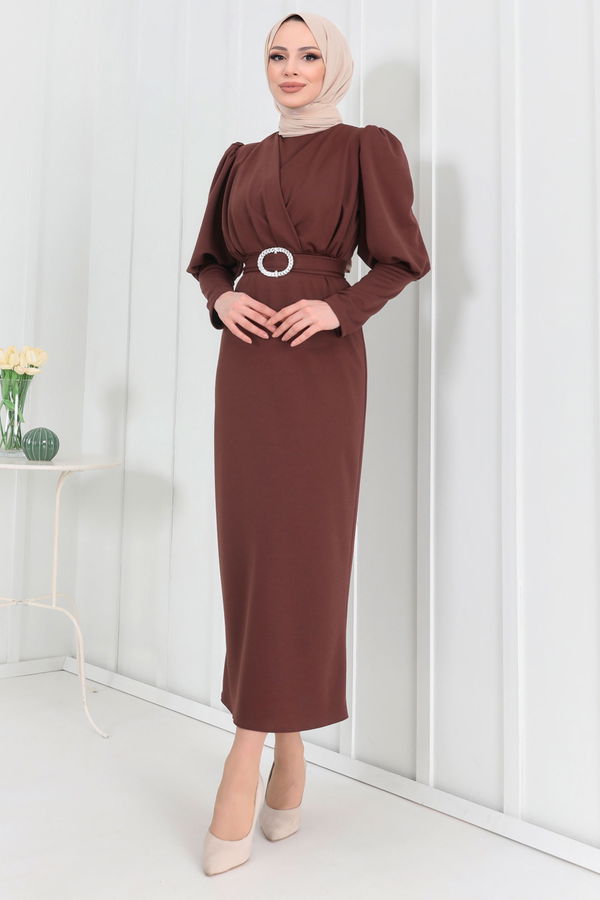 Elbise Kahverengi - 22179 KAHVERENGİ