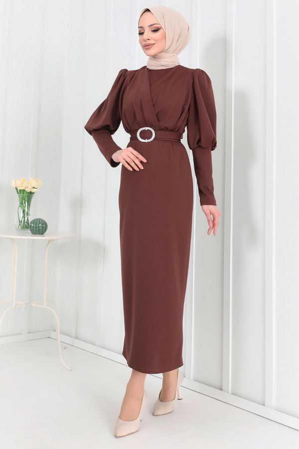 Elbise Kahverengi - 22179 KAHVERENGİ