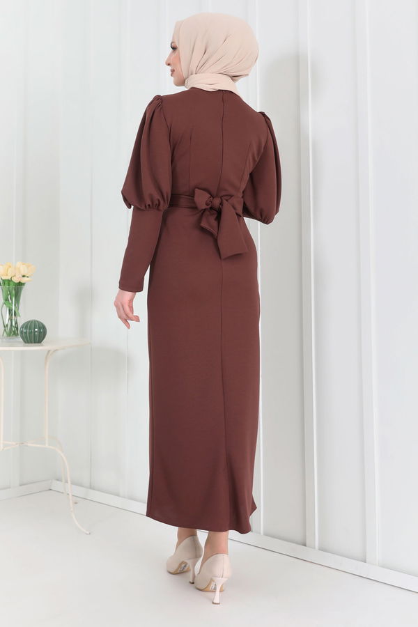 Elbise Kahverengi - 22179 KAHVERENGİ