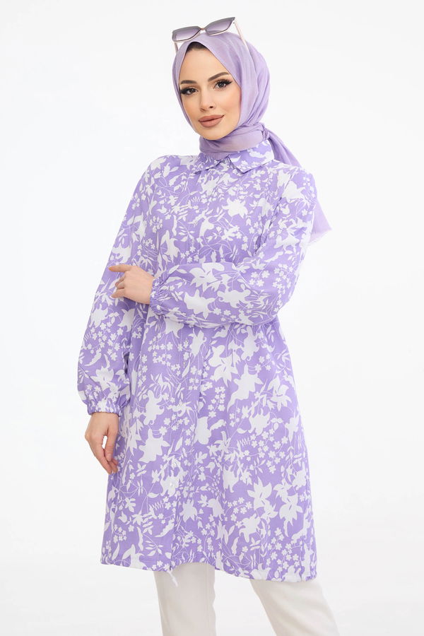 DESENLI TUNIK Lila - 3735