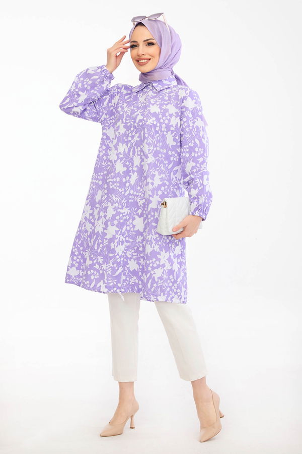DESENLI TUNIK Lila - 3735