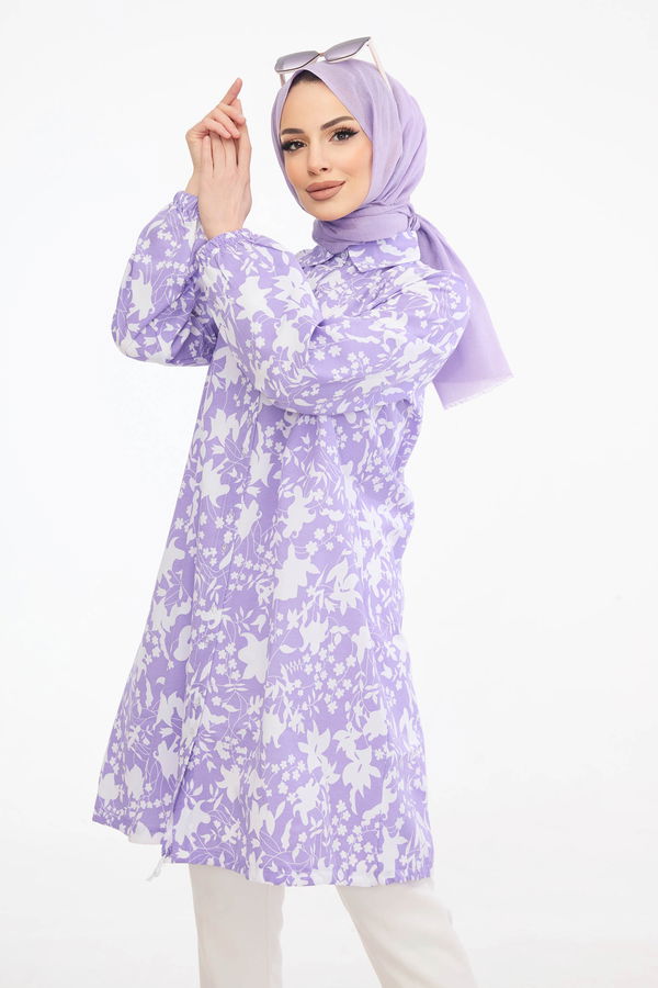 DESENLI TUNIK Lila - 3735