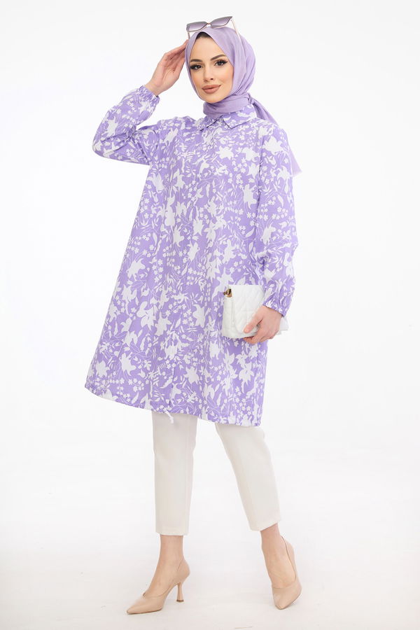 DESENLI TUNIK Lila - 3735
