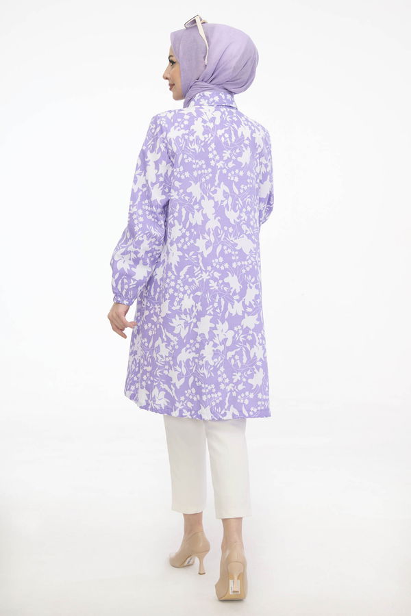 DESENLI TUNIK Lila - 3735