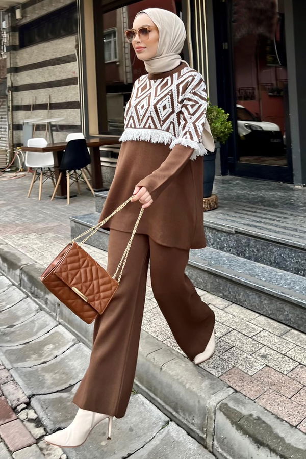 Triko Tunik Pantolon Kahverengi - 21808