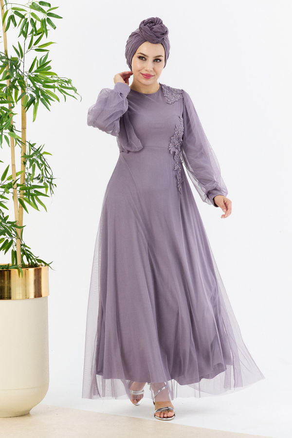 Abiye Elbise Lila - 10312 LİLA