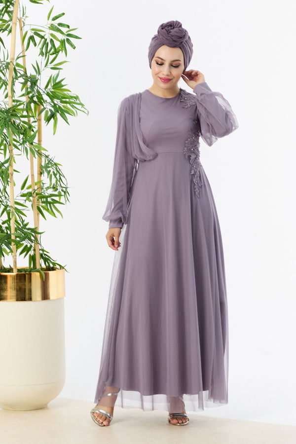 Abiye Elbise Lila - 10312 LİLA