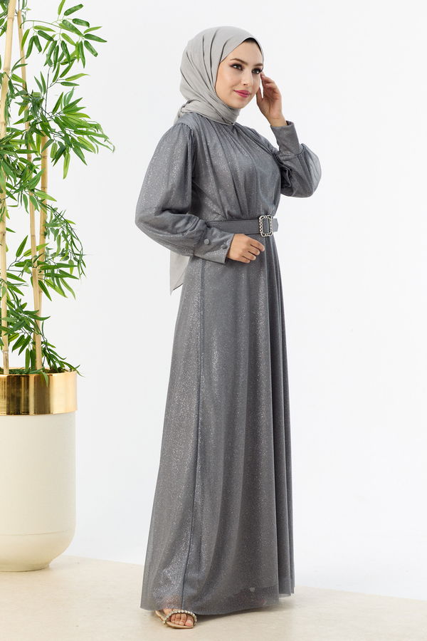 Abiye Elbise Gri - 11005