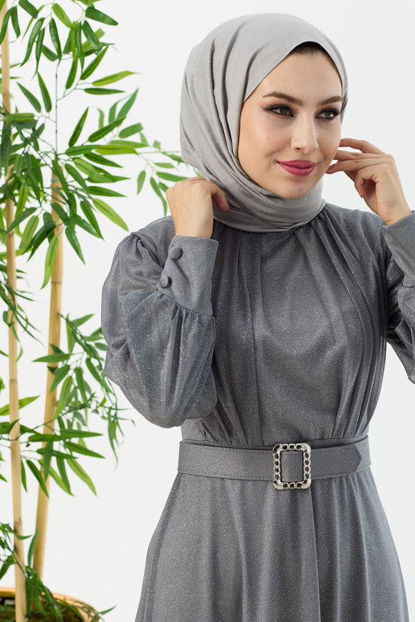 Abiye Elbise Gri - 11005