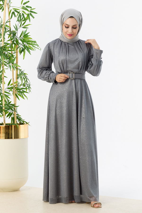 Abiye Elbise Gri - 11005