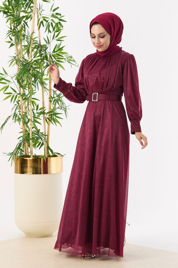 Abiye Elbise Bordo - 11005