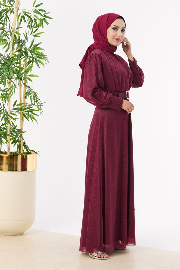 Abiye Elbise Bordo - 11005