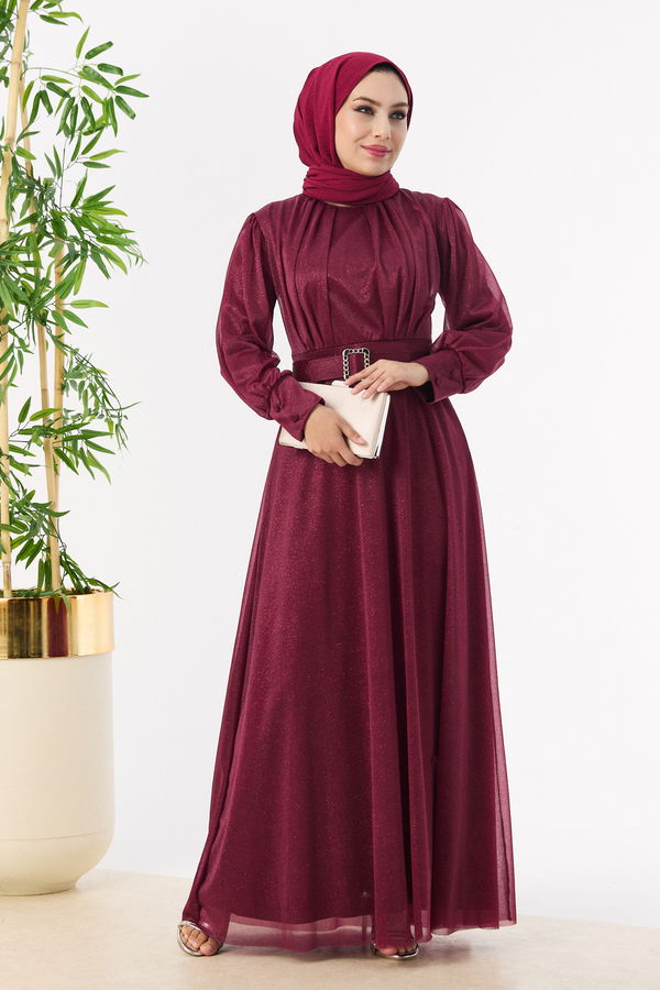 Abiye Elbise Bordo - 11005