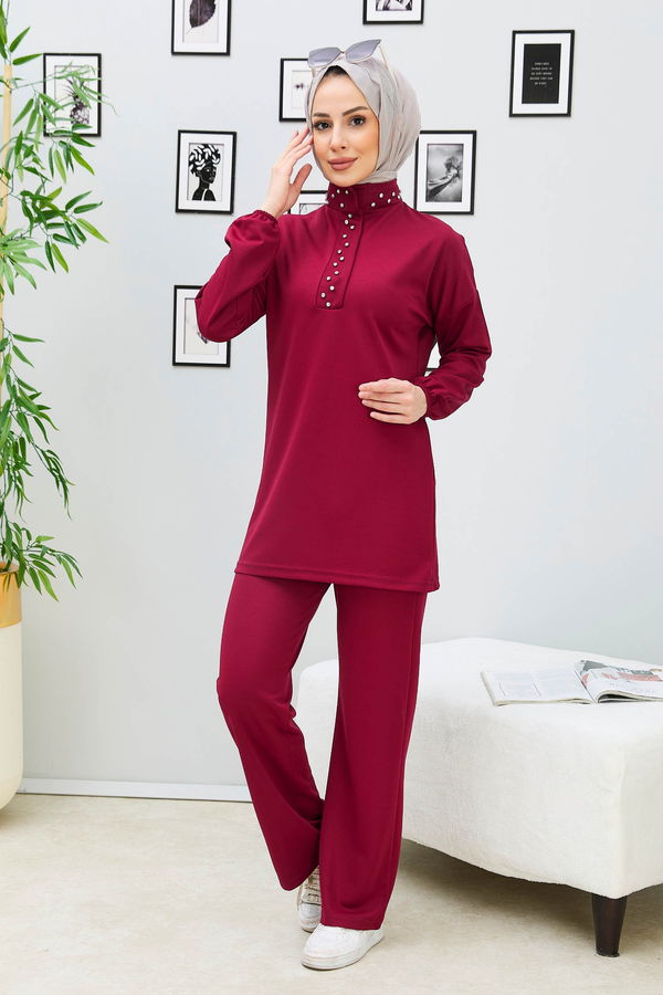 Tunik+Pantolon Bordo - 11338 BORDO