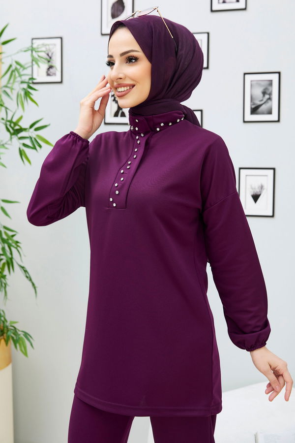 Tunik+Pantolon Mor - 11338