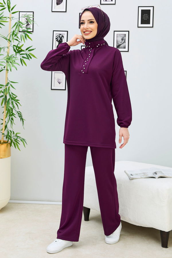 Tunik+Pantolon Mor - 11338