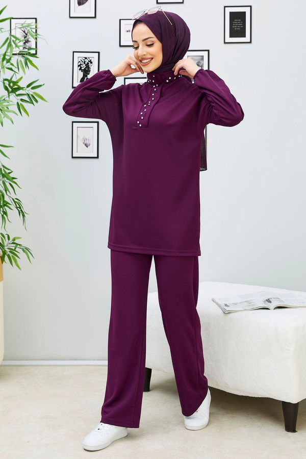 Tunik+Pantolon Mor - 11338