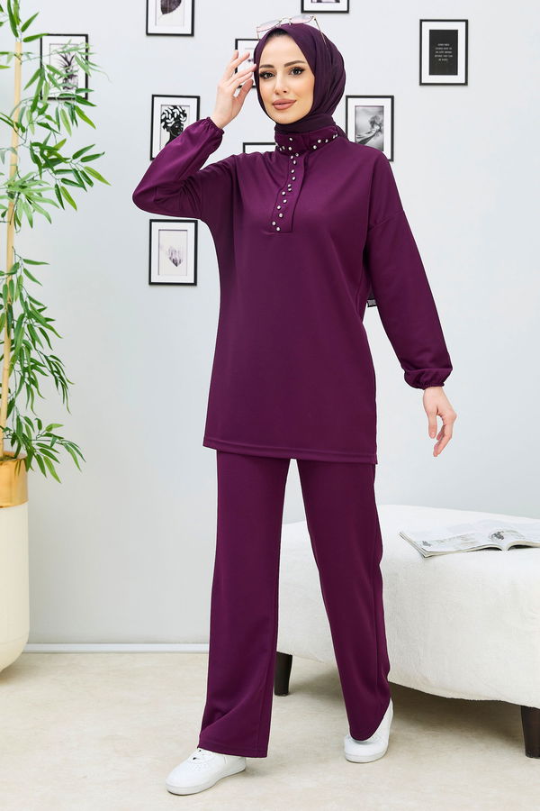 Tunik+Pantolon Mor - 11338