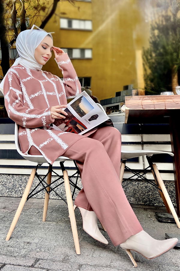 Triko Tunik Pantolon Pembe - 21831