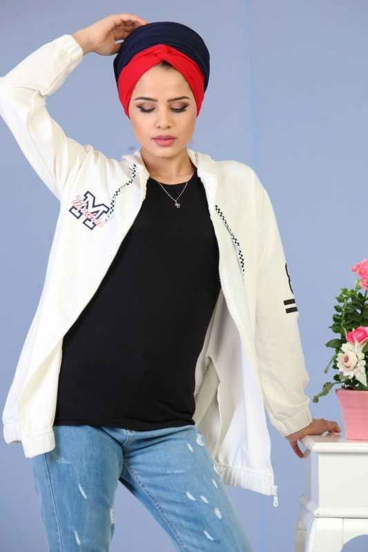 Fermuarlı Hırka Ekru Ekru - 6686 EKRU