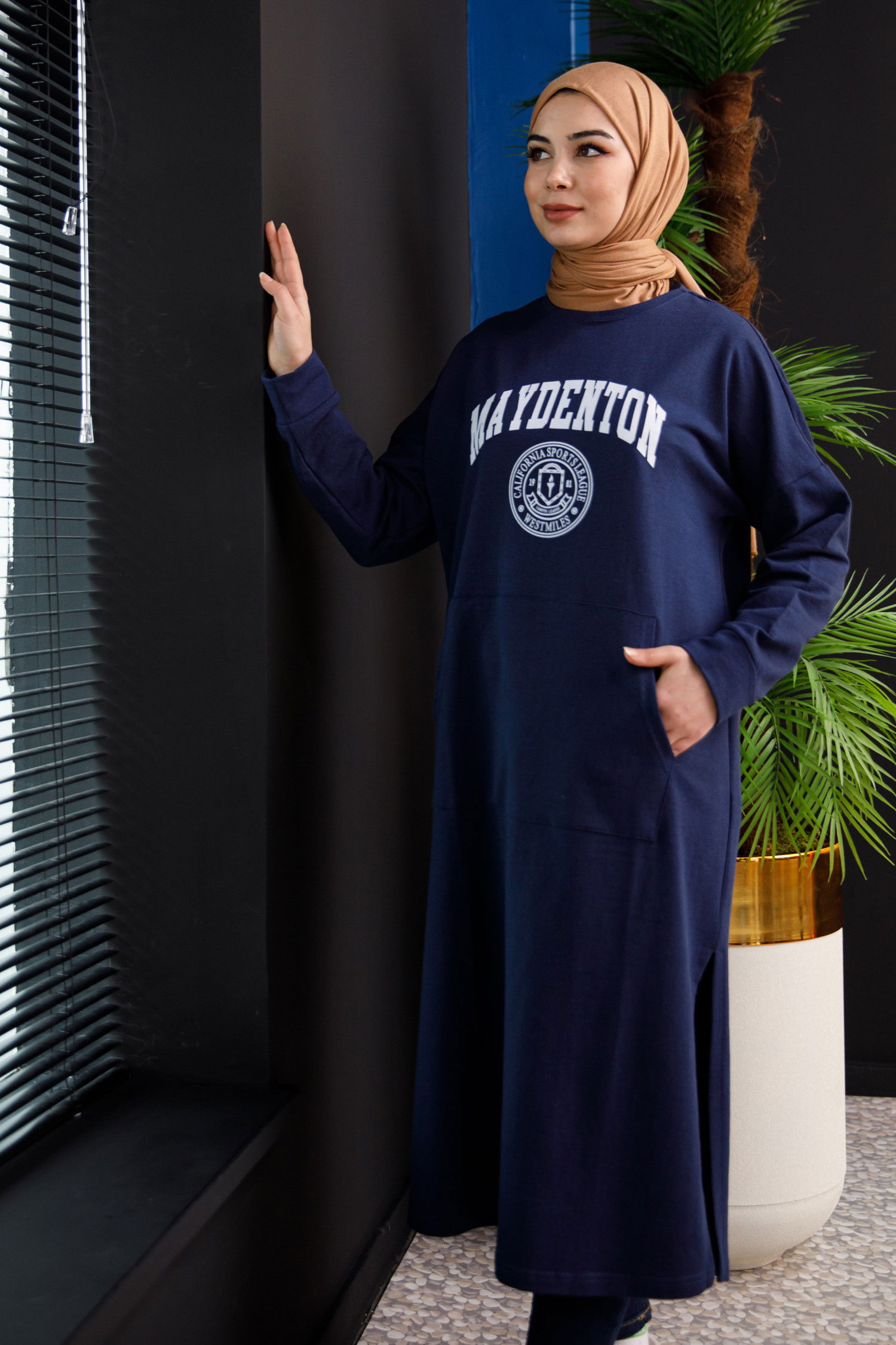 Yırtmaclı Tunık Lacivert - 3378