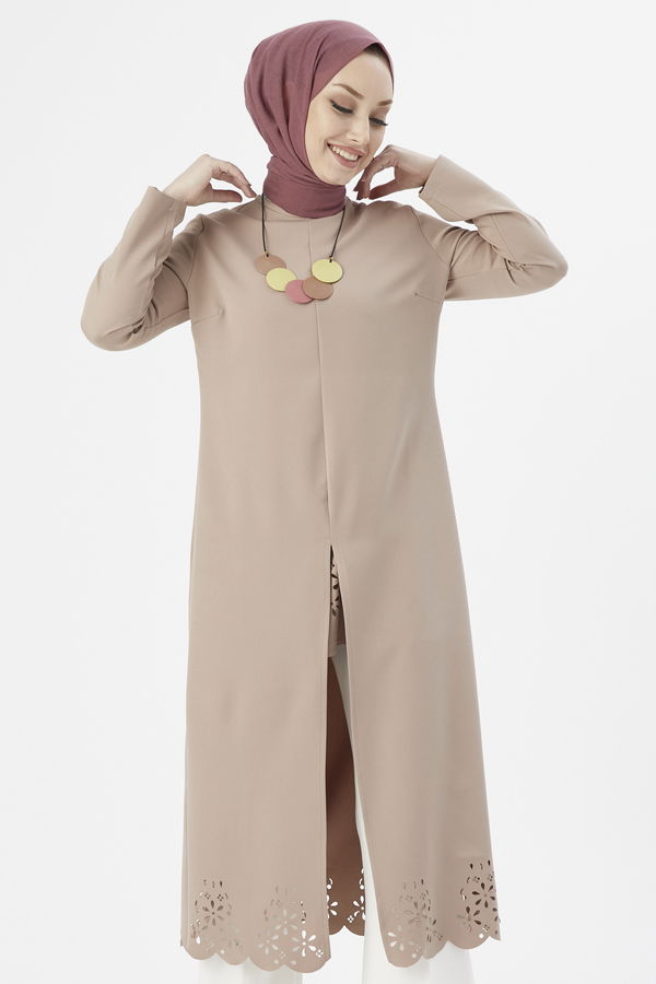 LAZER KESIM ELBISE Vizon - 3546