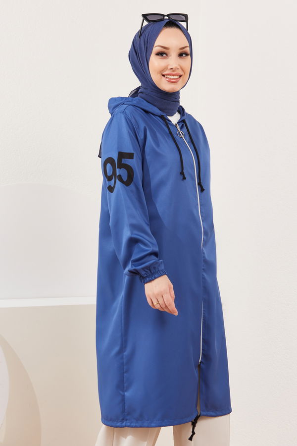 Kapüşonlu Kap Mavi - 7087 MAVİ