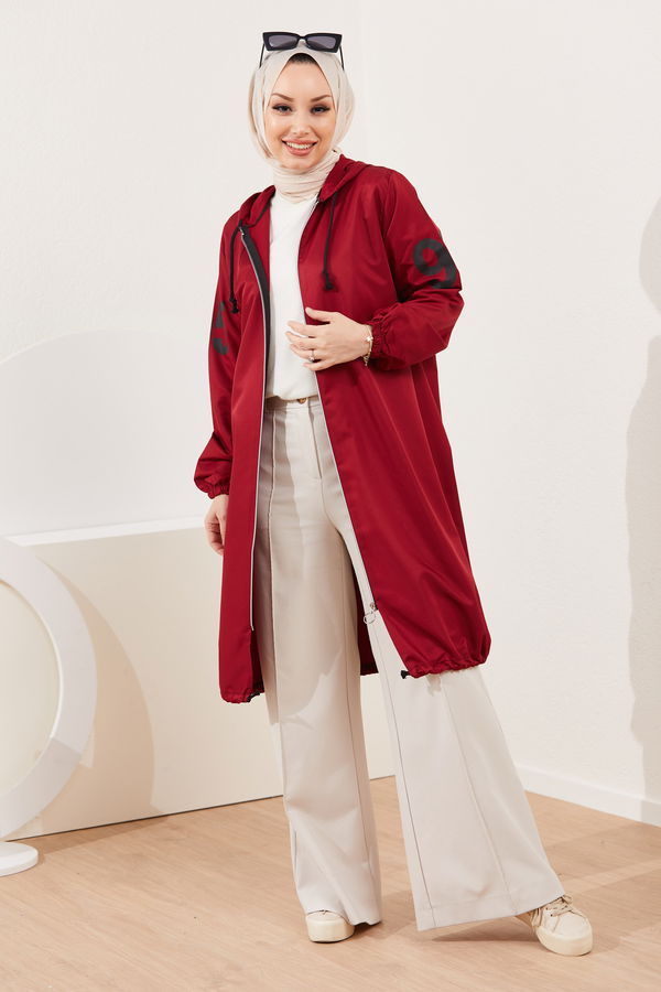 Kapüşonlu Kap Bordo - 7087 BORDO