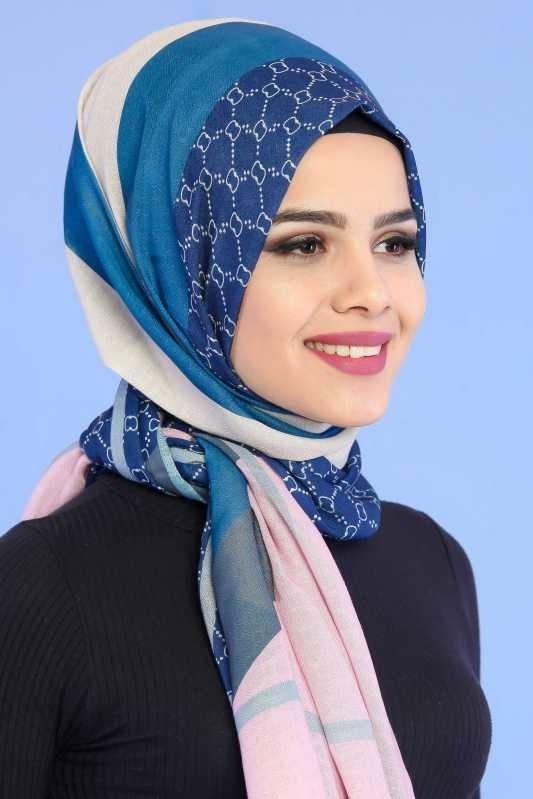 Şal Siyah Mavi - 6852