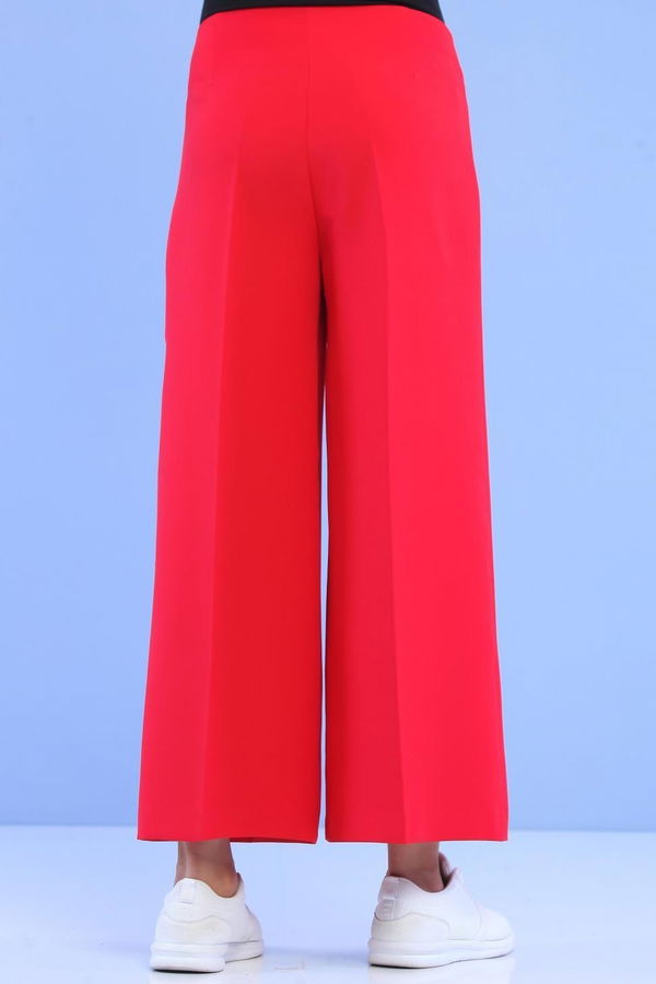 Fermuarlı Bol Paça Pantolon Kırmızı - 02 6922 Kırmızı - 6922