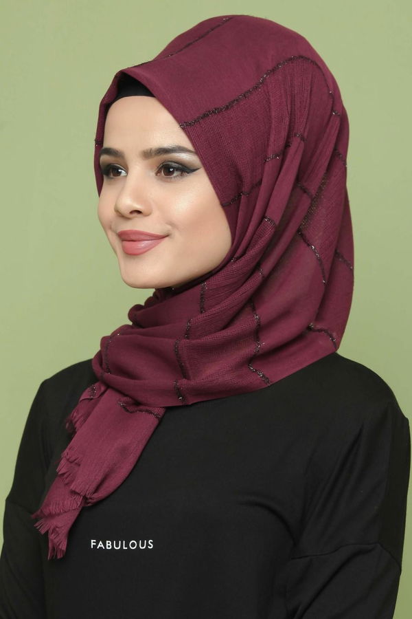 Şal Siyah Mor - 6935
