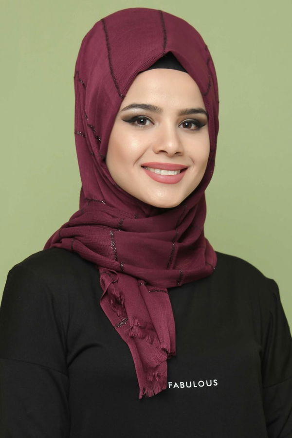 Şal Siyah Mor - 6935