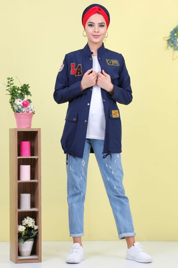Poplin Ceket Lacivert - 02 7038 Lacivert - 7038