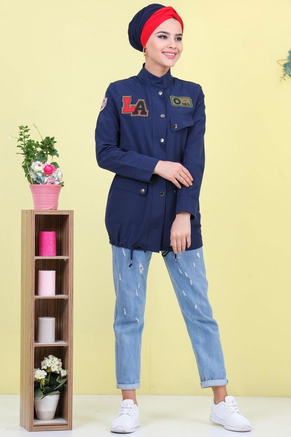 Poplin Ceket Lacivert - 02 7038 Lacivert - 7038