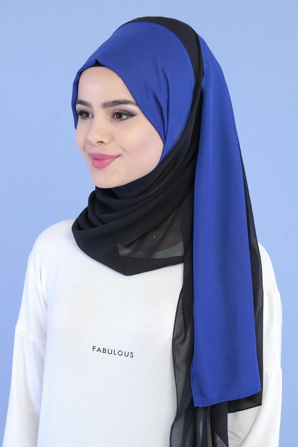 Şifon Şal Saks - 02 7109 Mavi - 7109